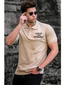 Madmext Beige Polo Collar Men's T-Shirt 5247