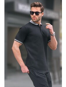 Madmext Black Men's Regular Fit Polo Neck T-Shirt 6105
