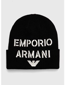 Dječja kapa s dodatkom vune Emporio Armani boja: crna
