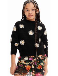 Dječji pulover s postotkom vune Desigual boja: crna