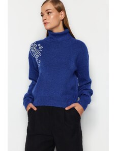 Trendyol Sax Stone Detaljni džemper od dolčevite pletenine