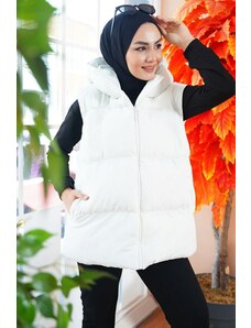 Bigdart T6787 hidžab kratki prsluk na napuhavanje - bijeli