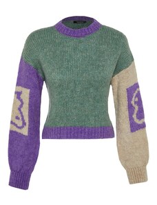 Trendyol metvica mekana teksturirana boja blok pletenina džemper