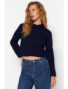 Trendyol Navy Blue Crop Osnovni džemper od pletenine