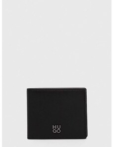 Kožni novčanik HUGO za muškarce, boja: crna