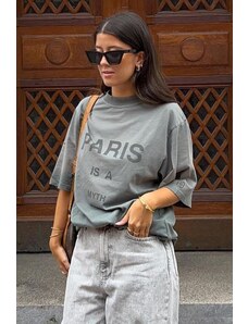 Madmext Smoked Women's Paris Printed T-Shirt