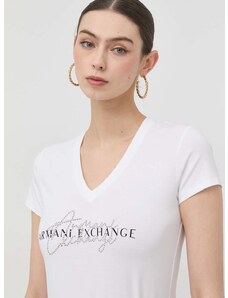 Majica kratkih rukava Armani Exchange za žene, boja: bijela