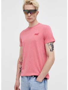 Pamučna majica Superdry boja: ružičasta, s aplikacijom