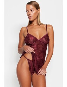 Trendyol Burgundy Lace Pantyhose Knitted Babydoll