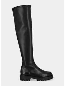 Kožne čizme Jonak RADAR CUIR/STRETCH za žene, boja: crna, ravni potplat, sa srednje toplom podstavom, 3300103