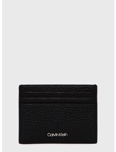 Kožni etui za kartice Calvin Klein za muškarce, boja: crna