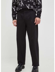 Hlače Calvin Klein Jeans za muškarce, boja: crna, ravni kroj