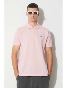 Pamučna polo majica Lacoste boja: ružičasta, glatki model, L1212-001