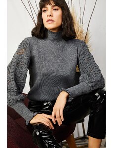 Olalook ženski detalji dimljenih rukava, mekani teksturirani džemper od pletenine