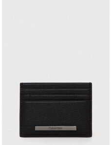 Kožni etui za kartice Calvin Klein boja: crna