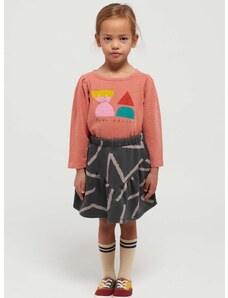 Dječje pamučna haljina Bobo Choses boja: siva, mini, širi se prema dolje