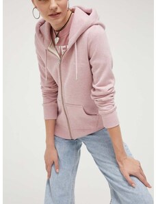 Dukserica Superdry za žene, boja: ružičasta, s kapuljačom, melanž