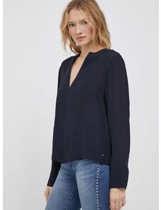 Bluza Tommy Hilfiger za žene, boja: tamno plava, bez uzorka