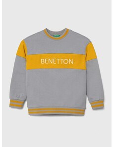 Dječja pamučna dukserica United Colors of Benetton boja: siva, s uzorkom