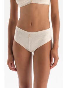 Dagi Ecru Button Detailed Ribbed Brazilian Panties