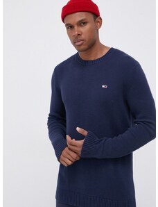 Pamučni pulover Tommy Jeans za muškarce, boja: tamno plava