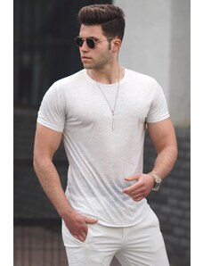 Madmext White Basic Men's T-Shirt 4055