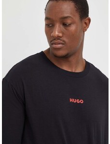 Homewear majica dugih rukava HUGO boja: crna, s tiskom