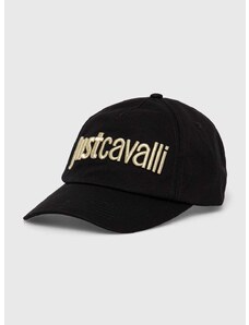 Pamučna kapa sa šiltom Just Cavalli boja: crna, s aplikacijom