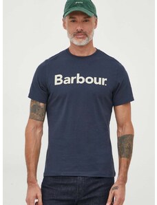 Pamučna majica Barbour boja: tamno plava, s tiskom