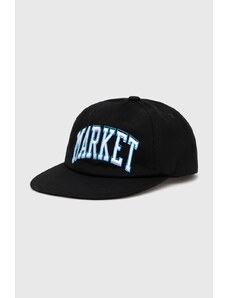 Pamučna kapa sa šiltom Market boja: crna, s aplikacijom