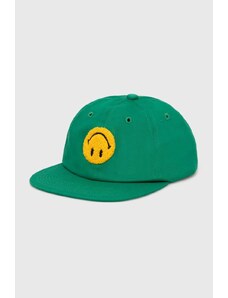 Pamučna kapa sa šiltom Market x Smiley boja: zelena, s aplikacijom