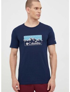 Pamučna majica Columbia boja: tamno plava, s tiskom