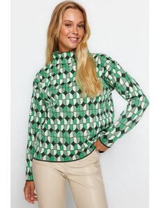 Trendyol zeleni džemper od pletenine s uzorkom