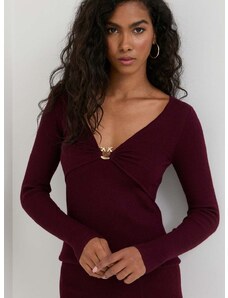 Vuneni pulover Pinko za žene, boja: bordo, lagani