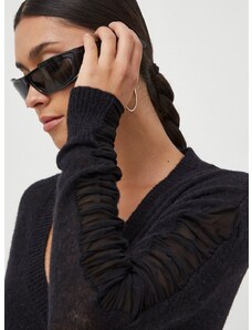 Vuneni pulover Pinko za žene, boja: crna
