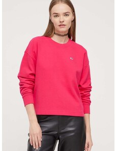 Pamučna dukserica Tommy Jeans za žene, boja: crvena, bez uzorka