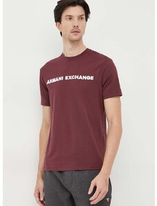 Pamučna majica Armani Exchange boja: bordo, s aplikacijom