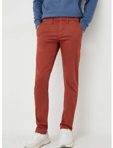 Hlače Pepe Jeans James za muškarce, boja: crvena, uski kroj