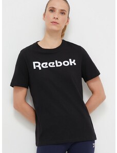 Pamučna majica Reebok boja: crna, 100073083