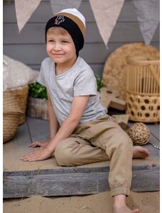 Pamučna kapa za djecu Jamiks LEIF boja: crna, od tanke pletenine, pamučna