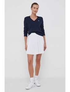 Suknja Lacoste boja: bijela, mini, širi se prema dolje