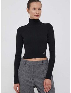 Pulover Calvin Klein Jeans za žene, boja: crna, lagani, s dolčevitom