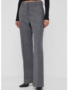 Hlače Calvin Klein za žene, boja: siva, ravni kroj, visoki struk