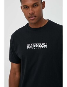 Pamučna majica Napapijri S-Box boja: crna, s tiskom, NP0A4H8S0411