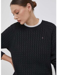 Pamučni pulover Tommy Hilfiger boja: crna