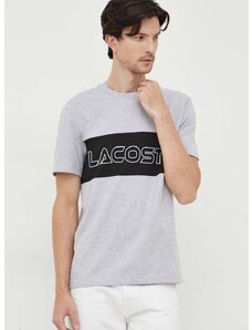 Pamučna majica Lacoste boja: siva, s tiskom
