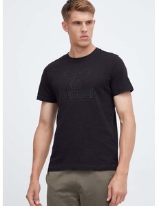 Pamučna majica Hummel boja: crna, s tiskom