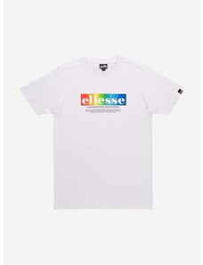 Pamučna majica Ellesse boja: bijela, s tiskom, SHR17634-WHITE