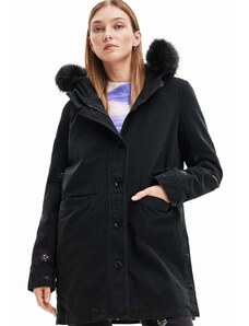 Dječja parka jakna Desigual za žene, boja: crna, za zimu