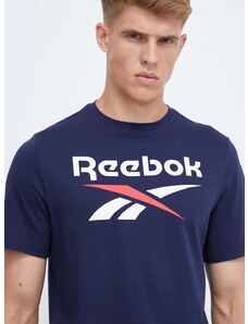 Pamučna majica Reebok IDENTITY boja: tamno plava, s tiskom, 100071176